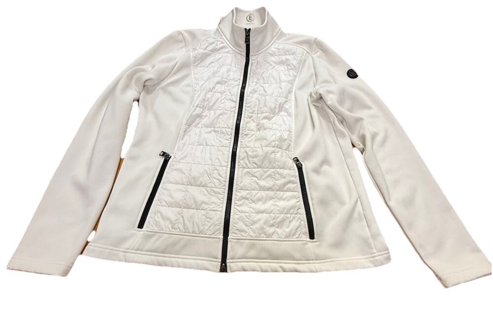 BOGNER Women’s White Quilted Windbreaker Jacket Zip High Neck Size XL